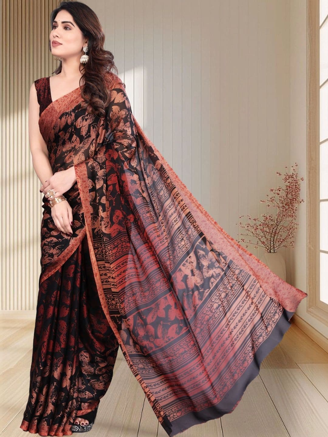 Owee Pure Chiffon Designer Saree thumbnail 4