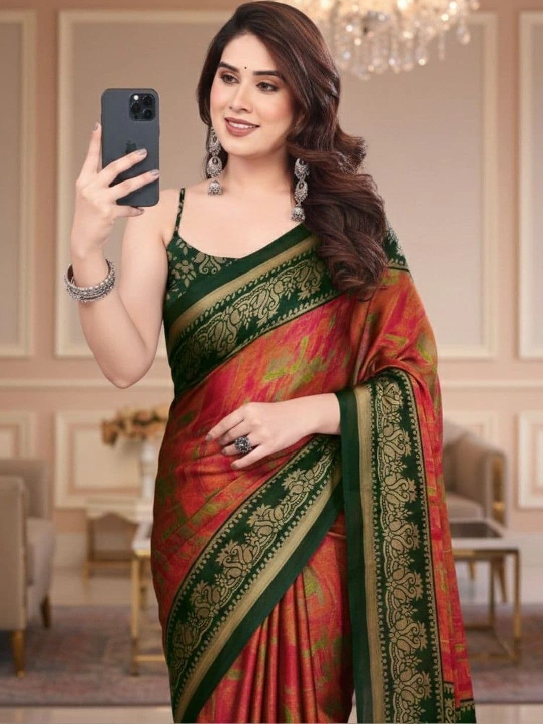 Owee Floral Pure Chiffon Designer Saree thumbnail 2