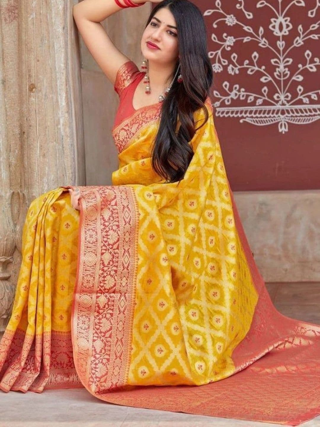 revika Woven Design Zari Art Silk Designer Kanjeevaram Saree thumbnail 3