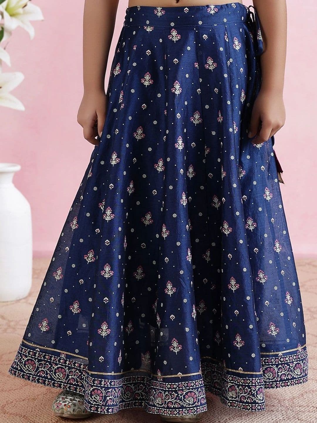Fabindia Girls Thread Work Ready to Wear Lehenga & Blouse With Dupatta thumbnail 2