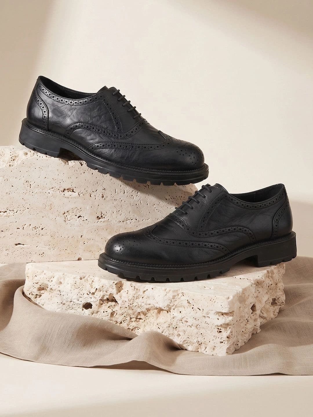 House of Pataudi Men Textured Formal Brogues thumbnail 2