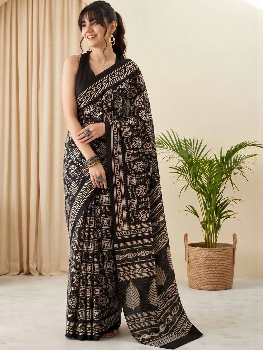 Saree mall Bagh Silk Blend Designer Dabu Sarees thumbnail 6