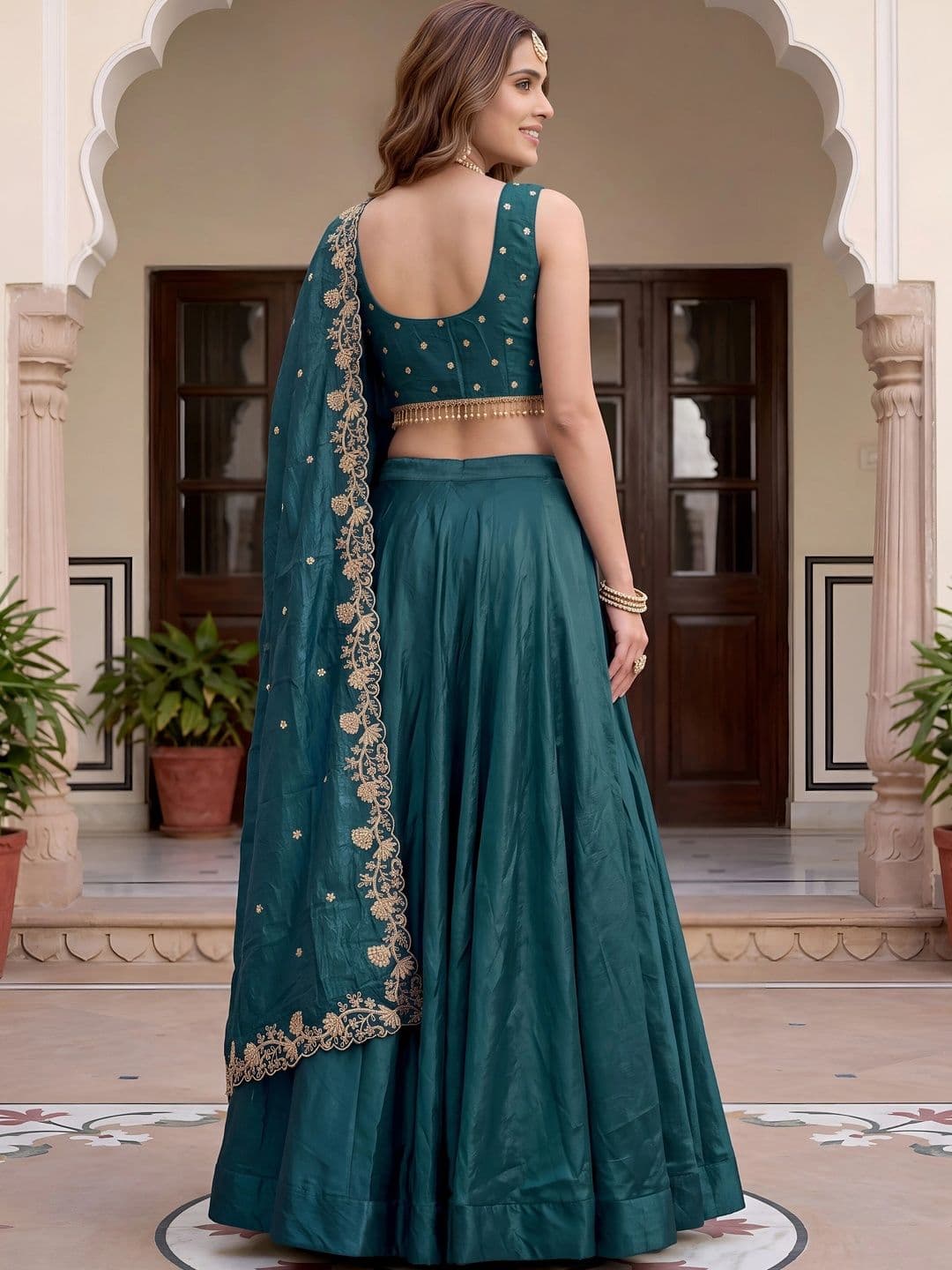 Zeel Clothing Embroidered Semi-Stitched Lehenga & Unstitched Blouse With Dupatta thumbnail 6