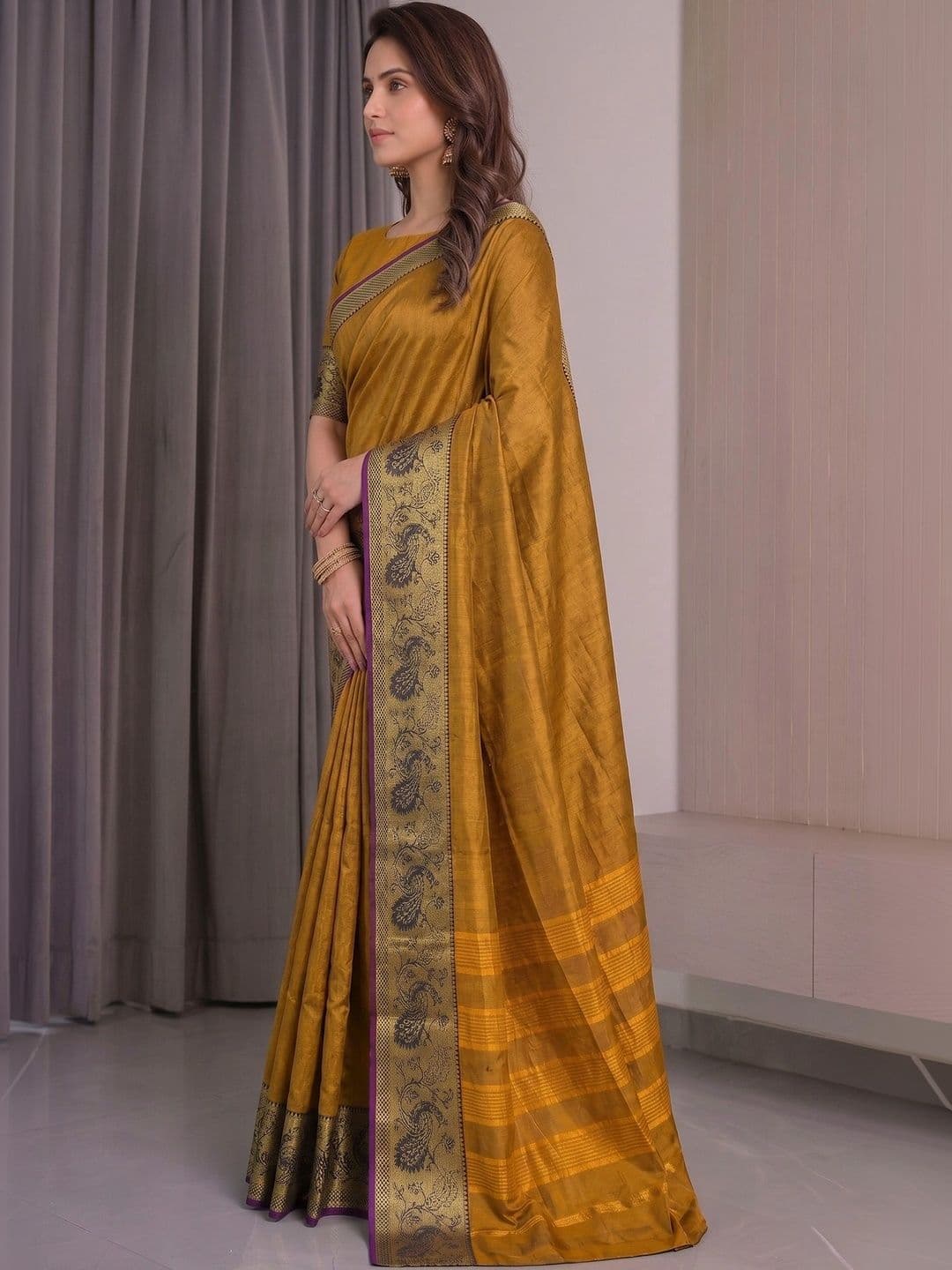 Owee Zari Silk Cotton Designer Saree thumbnail 4