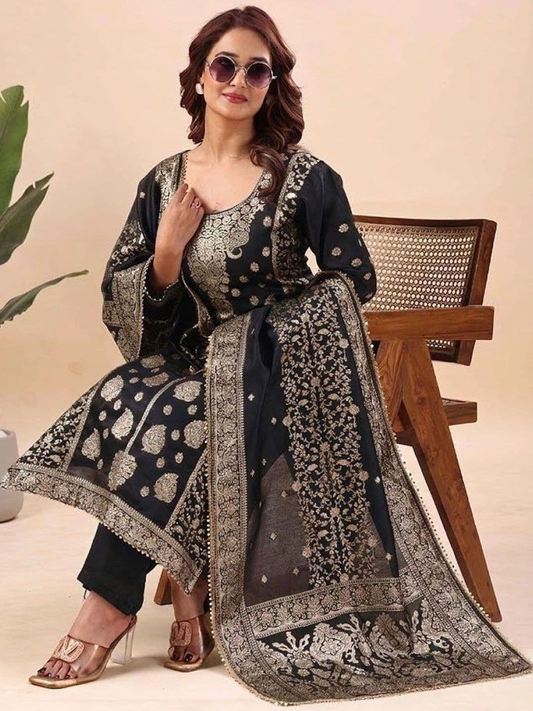 kantuba Art Silk Unstitched Dress Material thumbnail 6