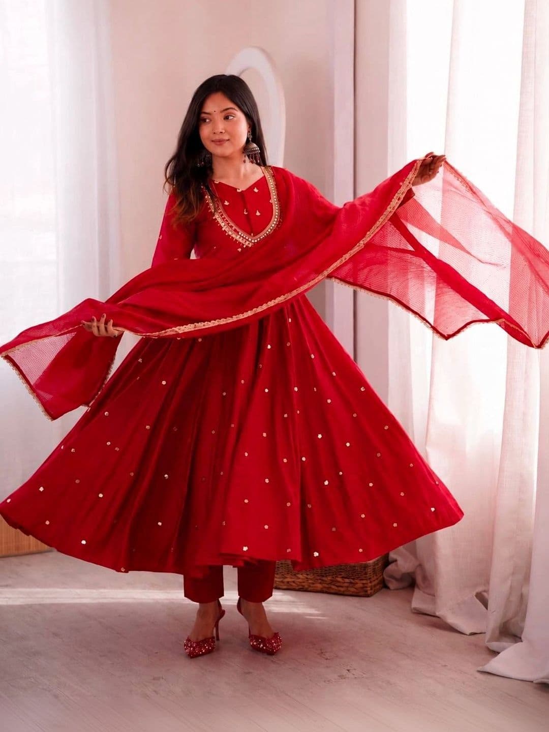 VASTRABELLA Women Regular Gotta Patti Kurta with Trousers & With Dupatta - view 1