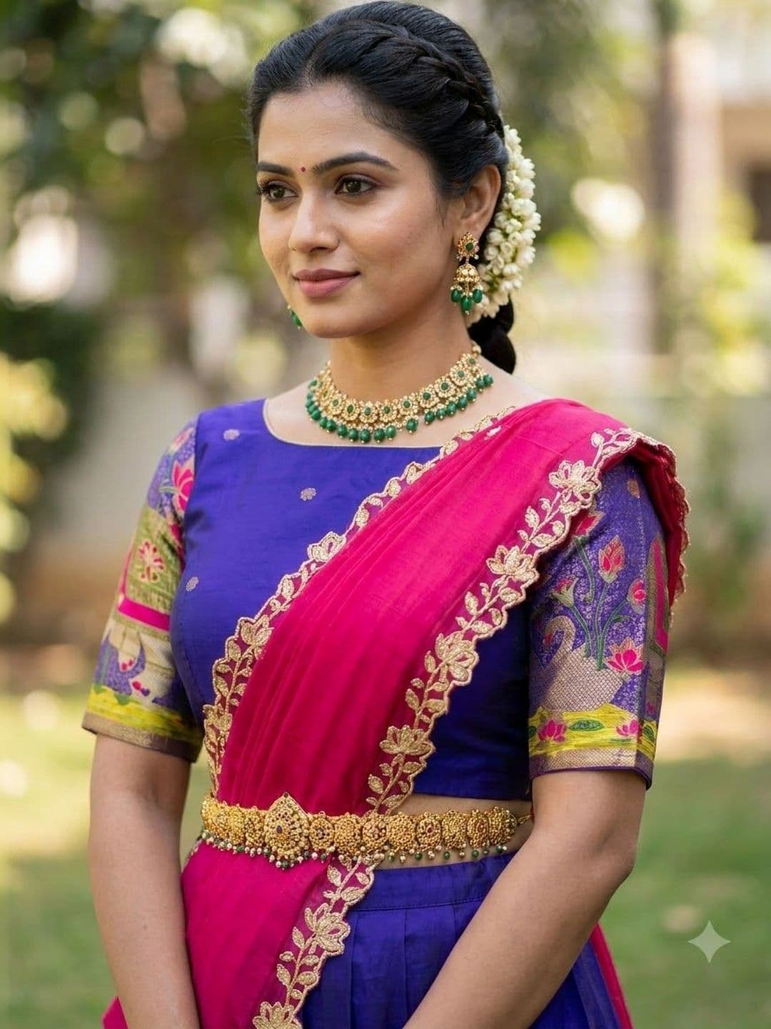 Pink Bindi Embellished Semi-Stitched Lehenga & Unstitched Blouse With Dupatta thumbnail 3