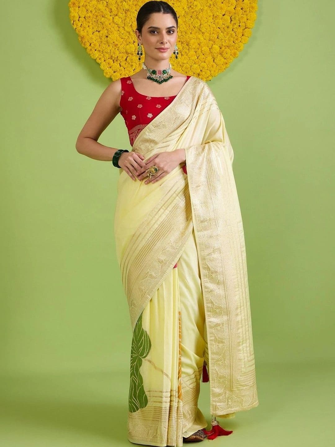 Saree mall Woven Design Zari Silk Blend Designer Banarasi Sarees - view 1