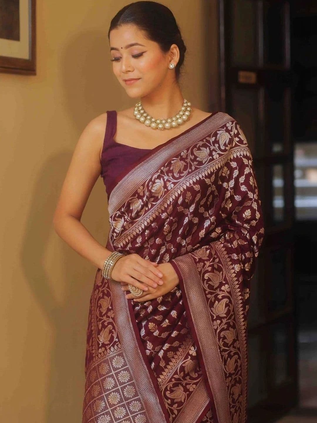 revika Woven Design Zari Art Silk Designer Kanjeevaram Saree thumbnail 4