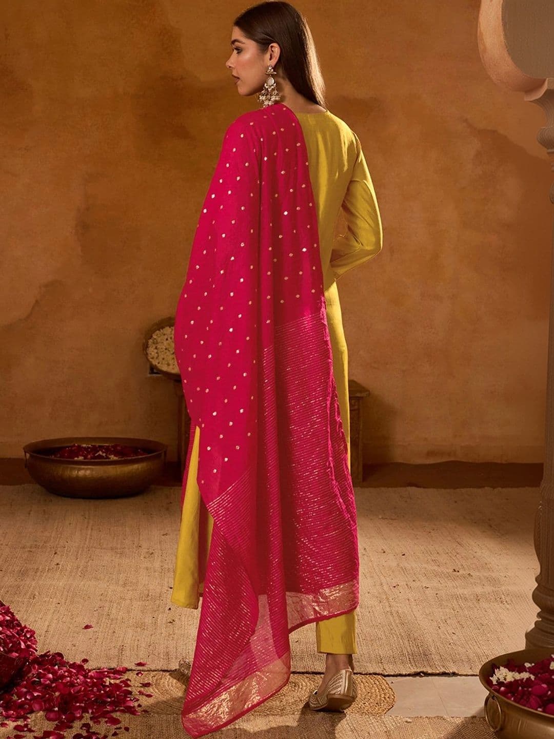 SMITSAREE Women Ethnic Motifs Embroidered Empire Thread Work Kurta with Trousers & With Dupatta thumbnail 7