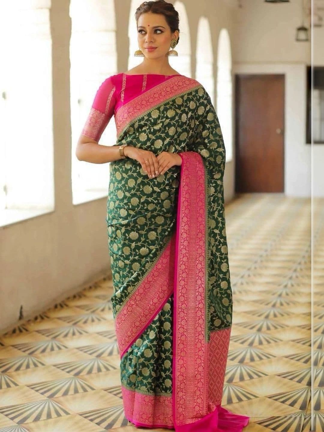 revika Woven Design Zari Art Silk Designer Kanjeevaram Saree - view 1
