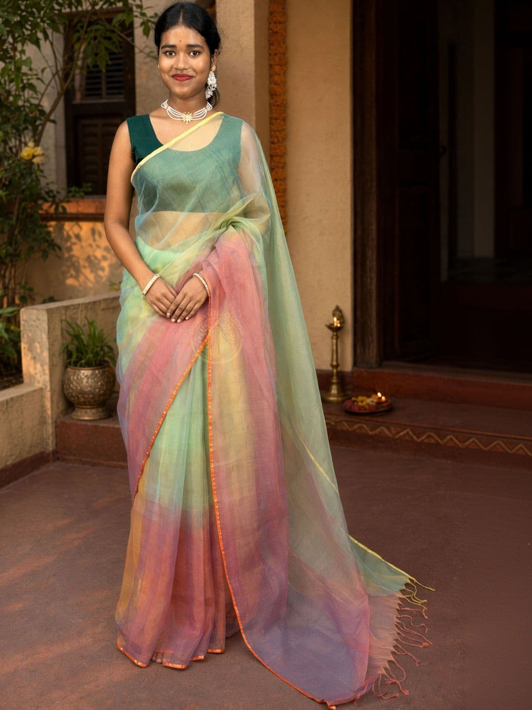 Sandhya Saree Creations Ombre Organza Fusion Sarees thumbnail 5
