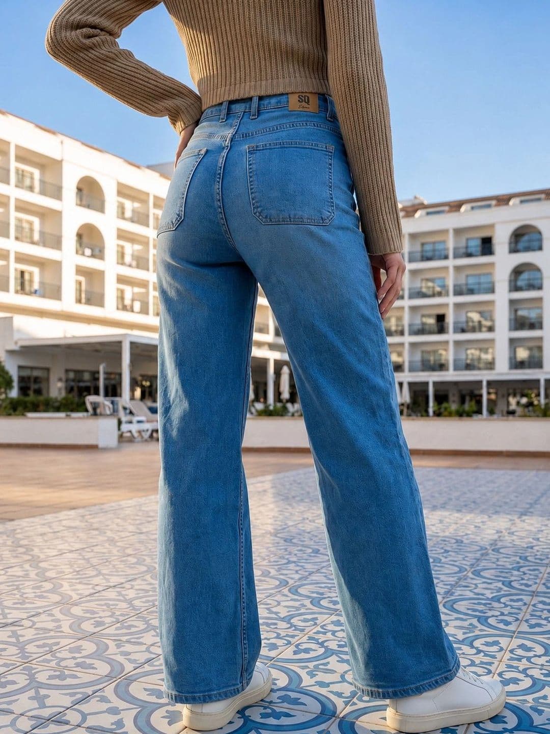 Style Quotient Women Classic Wide Leg High-Rise Light Fade Stretchable Jeans thumbnail 3