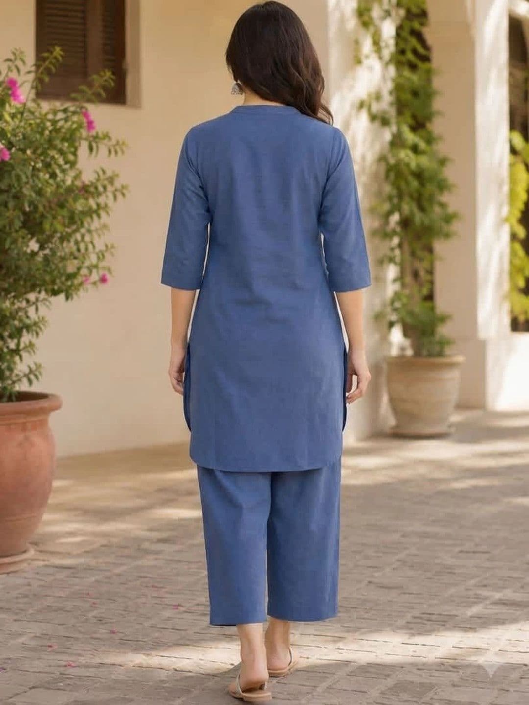 YUVVIK Women Regular Pure Cotton Kurta with Trousers thumbnail 5