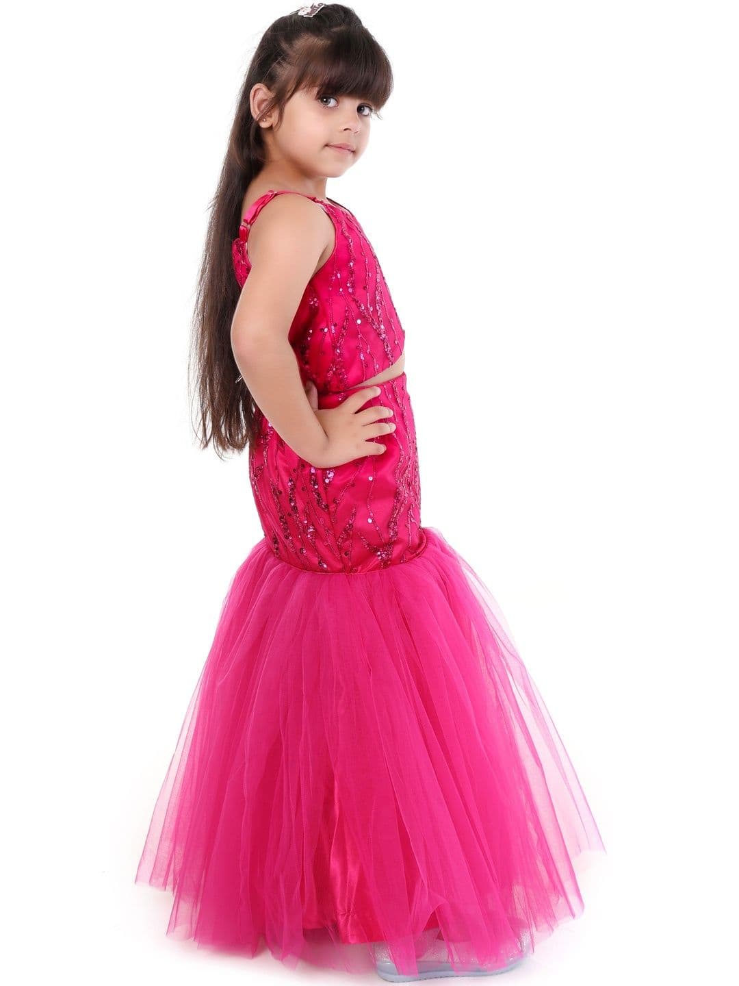 Huggle Boo Girls Magenta Fish Cut Sequin Lehenga Choli thumbnail 6