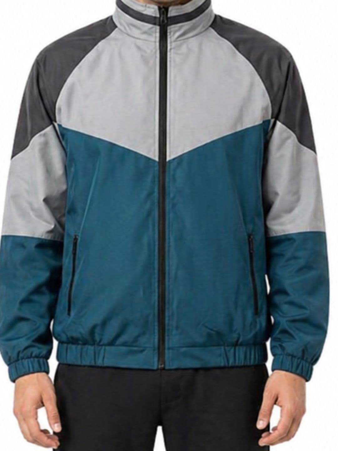 CARABA Men Colourblocked Lightweight Running Sporty Jacket thumbnail 5