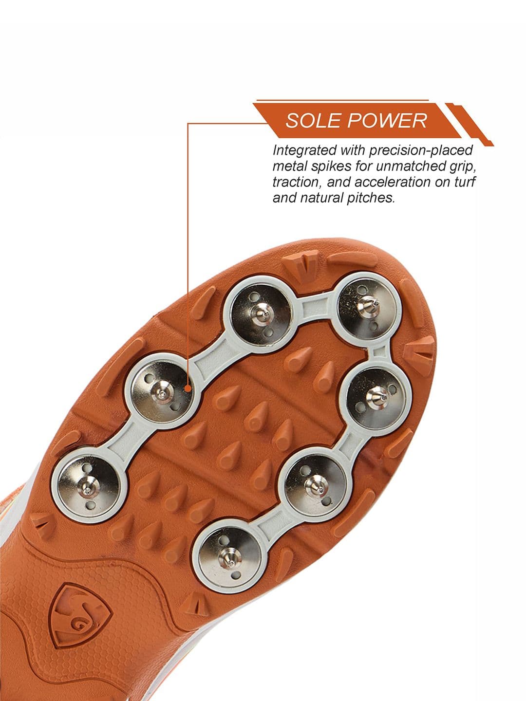 SG Vortex Spikes Bright Orange - Elite Cricket Shoes with Max Traction & Comfort thumbnail 2