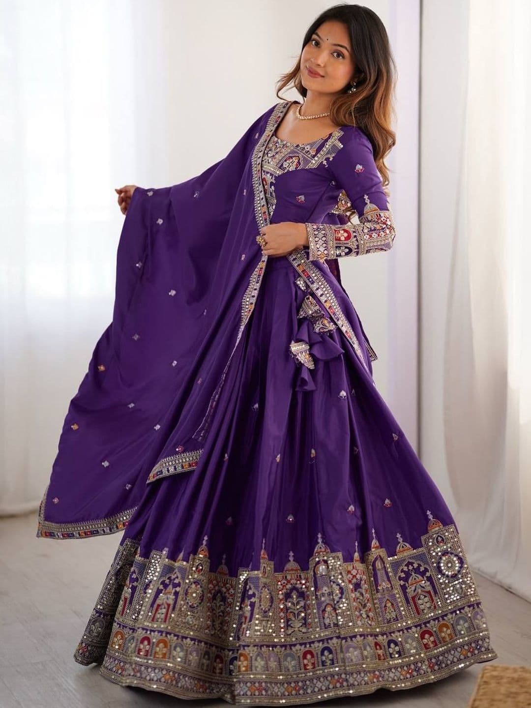 DREAM EXPORTER Embellished Sequence Work Semi-Stitched Lehenga & Blouse With Dupatta thumbnail 5