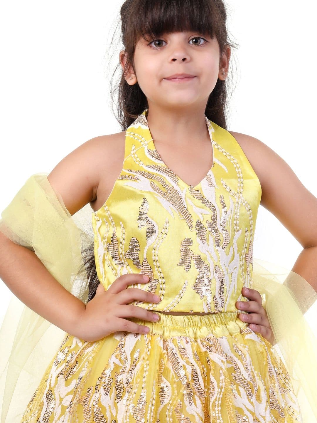 Huggle Boo Girls Yellow Sequin Lehenga Choli thumbnail 5
