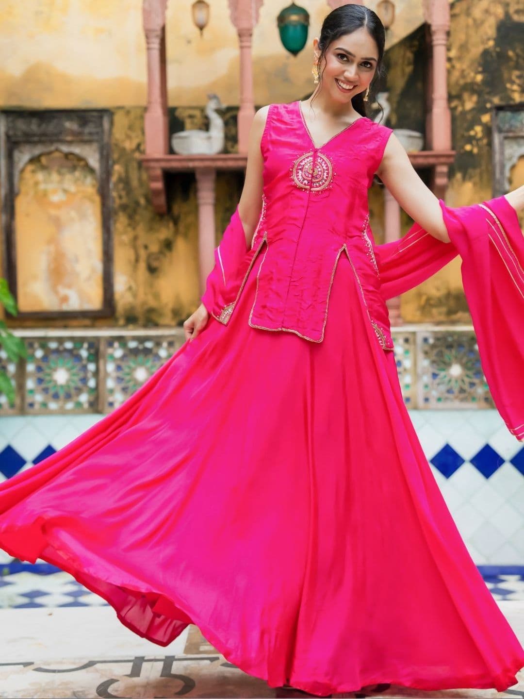 HOUSE OF JAMOTI Embroidered Ready to Wear Lehenga & Blouse With Dupatta thumbnail 4
