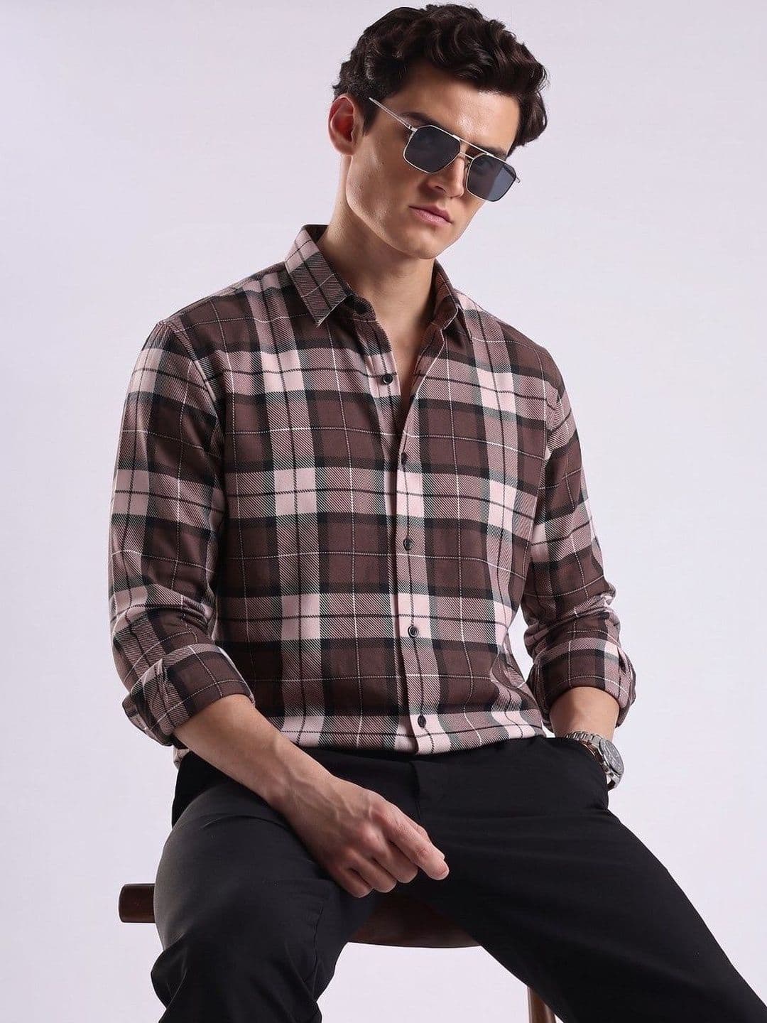 VELKYNOX Men Comfort Slim Fit Tartan Checks Checked Casual Shirt - view 1