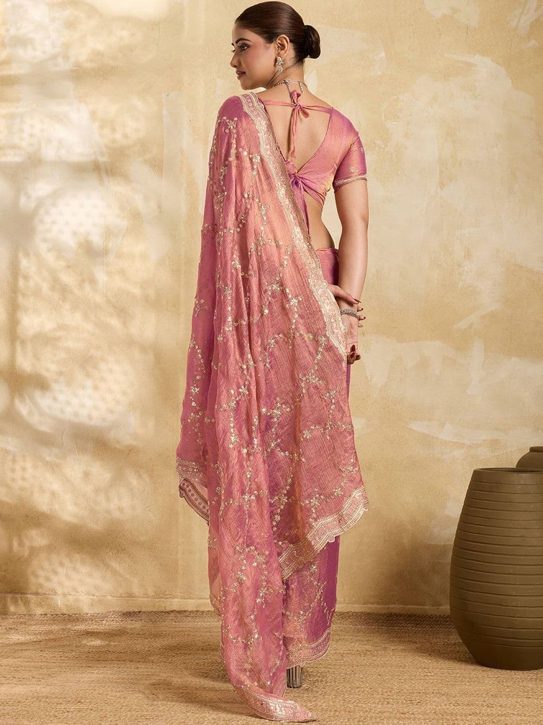 all about you Embellished Organza Heavy Work Saree With Blouse Piece thumbnail 6