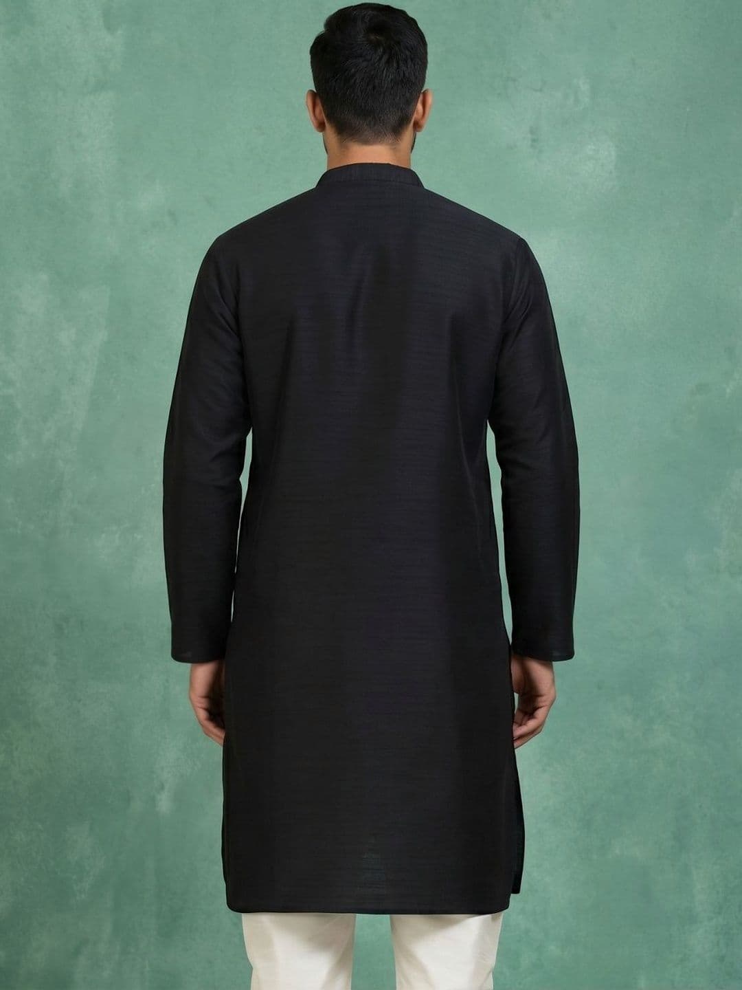 House of Pataudi Silk Mandarin Collar Knee Length Straight Kurtas thumbnail 4