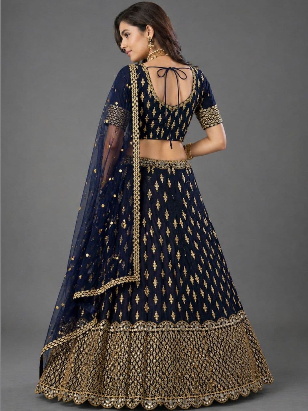 Fusionic Embellished Sequinned Semi-Stitched Lehenga & Blouse With Dupatta thumbnail 2