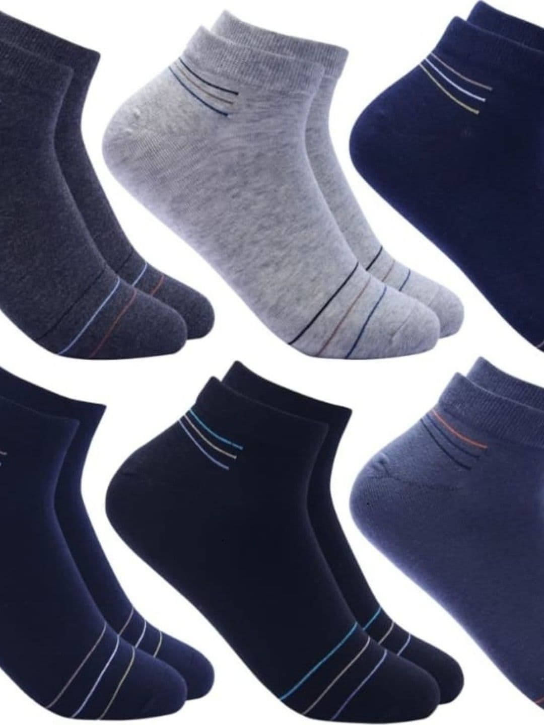 akeet trend Unisex Pack of 6 Cotton Assorted Striped Ankle Length Socks - view 1