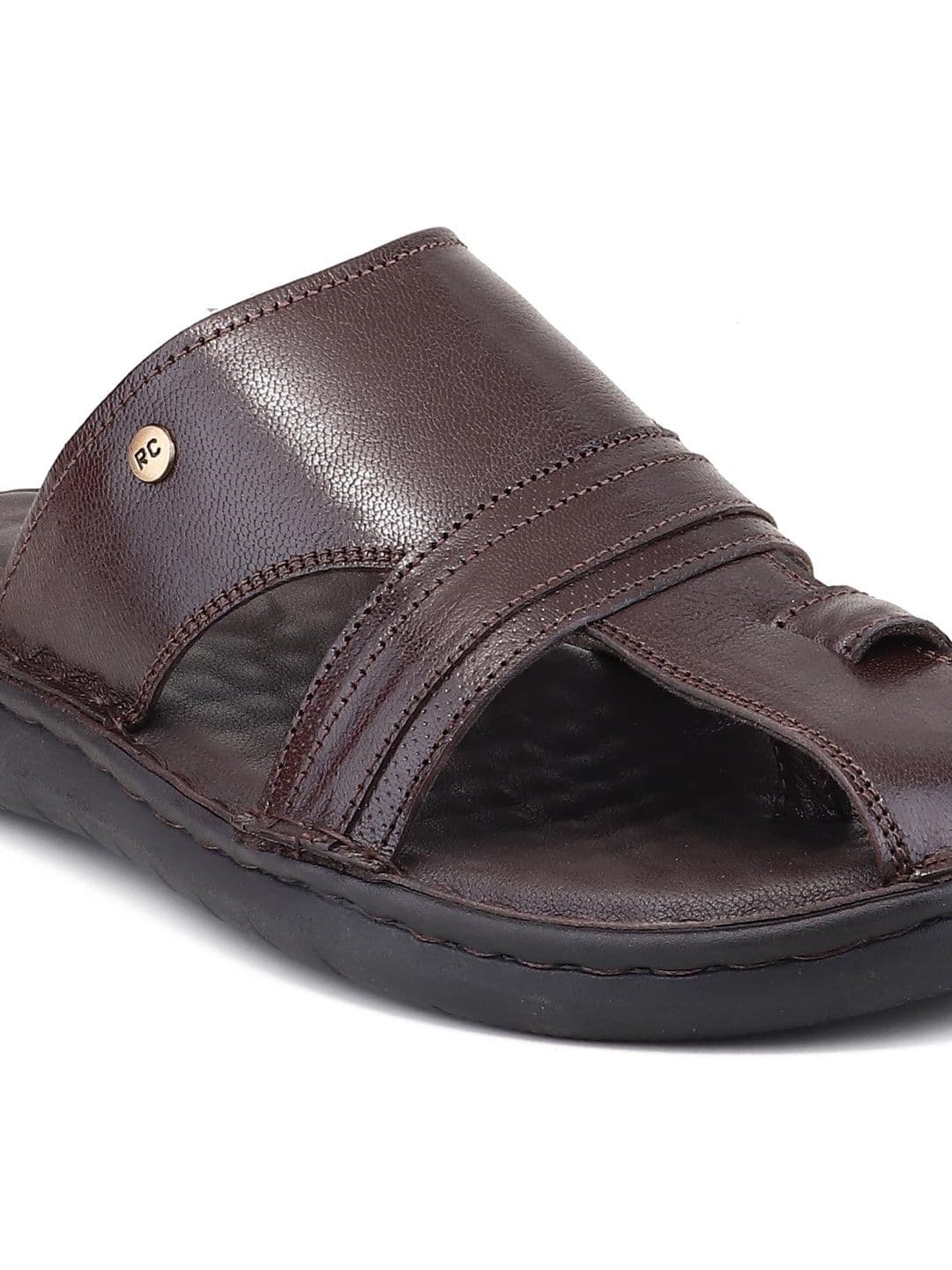 Red Chief Men Leather Cushioned Slippers thumbnail 3