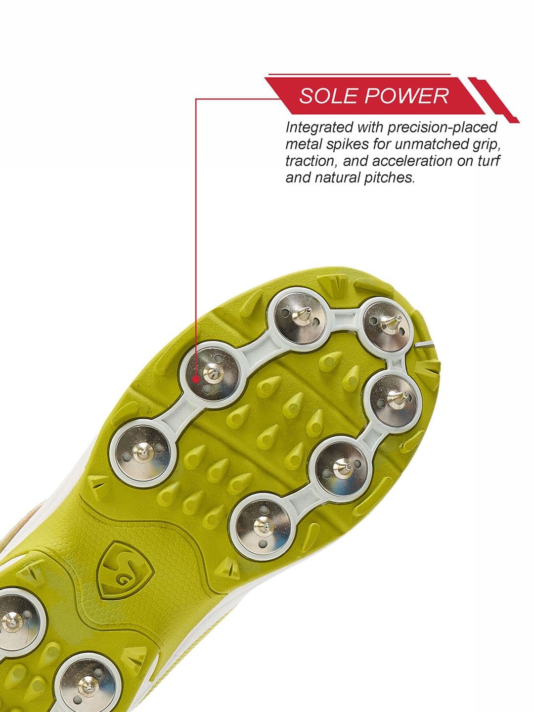 SG Sierra ARC Spike Shoes White-Yellow-Red - Premium Grip EVA Comfort Mesh Upper thumbnail 5