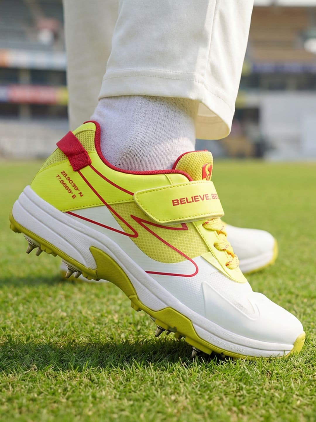 SG Sierra ARC Spike Shoes White-Yellow-Red - Premium Grip EVA Comfort Mesh Upper thumbnail 6