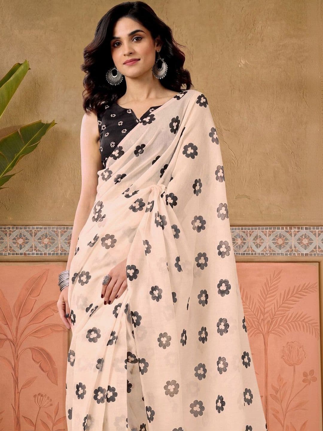 Sangria Printed Chanderi Ready to Wear Saree Blouse Piece - view 1