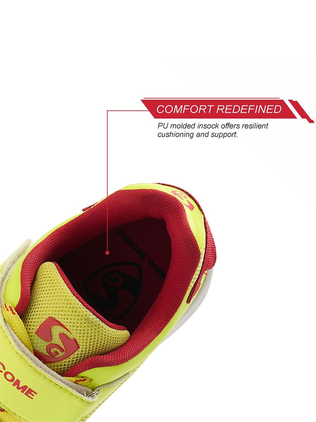 SG Sierra ARC Spike Shoes White-Yellow-Red - Premium Grip EVA Comfort Mesh Upper thumbnail 2