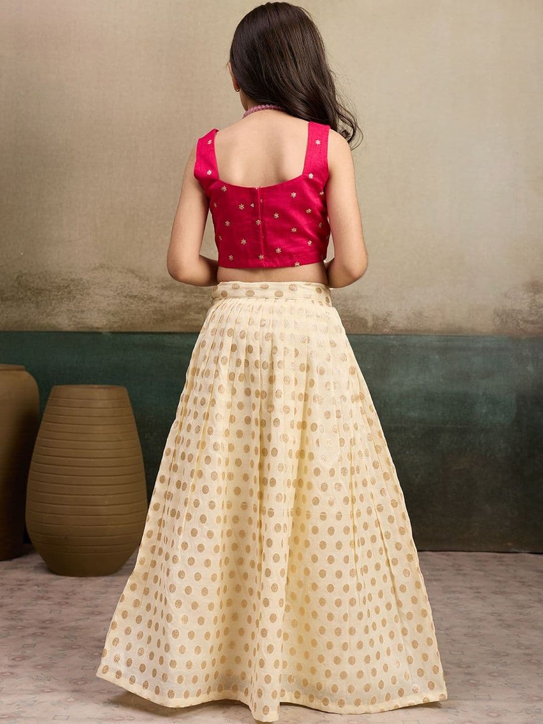 Tasarika Girls Pink Embroidered Thread Work Ready to Wear Lehenga Choli thumbnail 2
