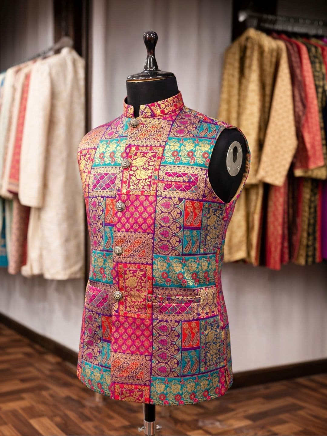MODERN MUGHALS Woven Design Nehru Jackets thumbnail 3