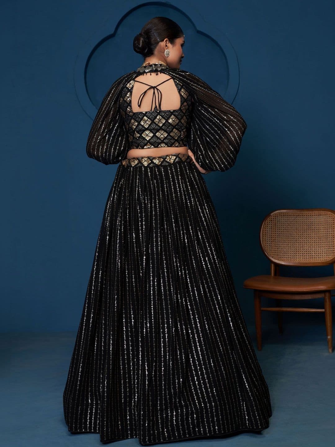 DREAM EXPORTER Embellished Semi-Stitched Lehenga & Blouse With Unstiched Choker Sleeve thumbnail 5
