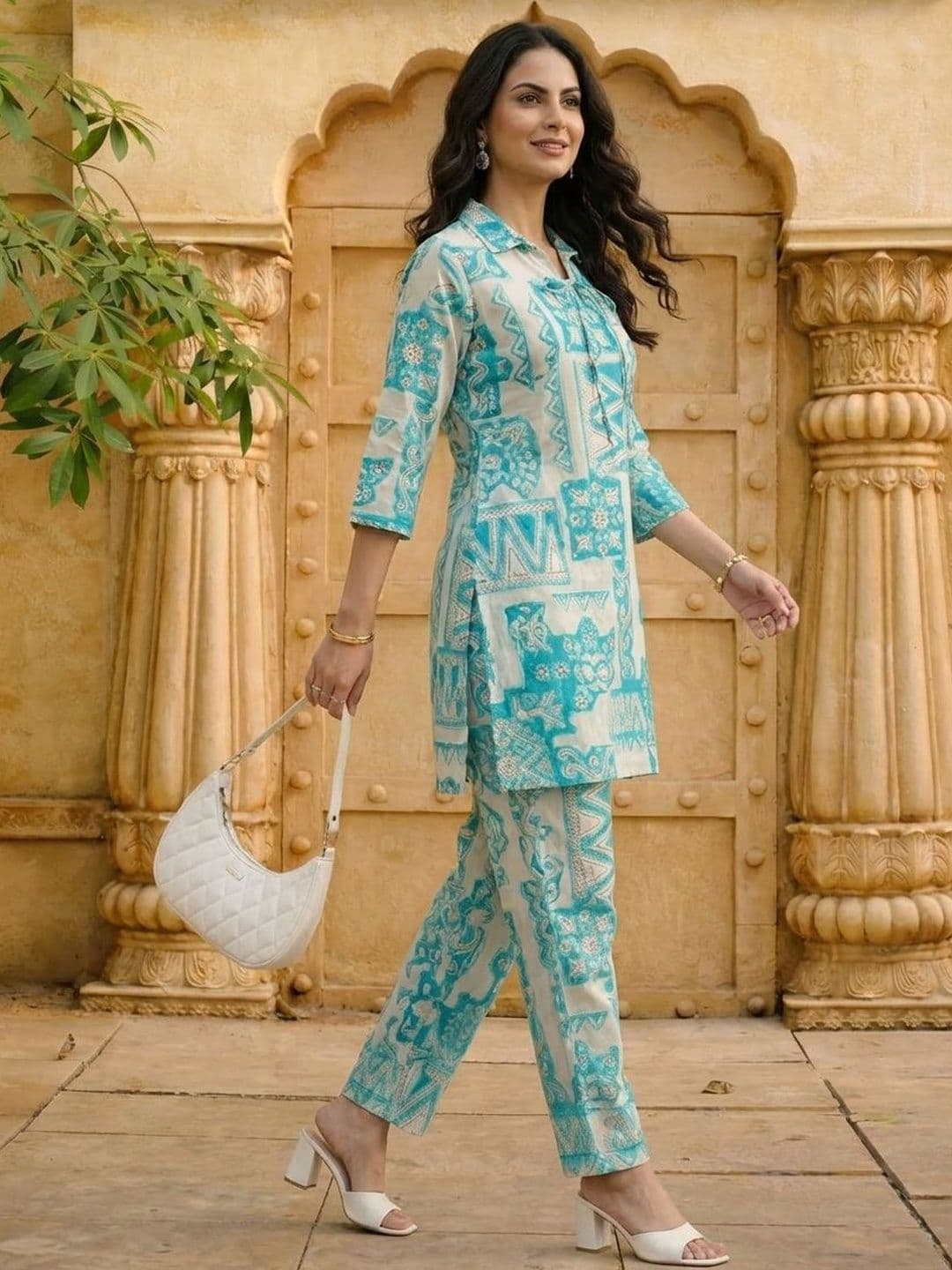AANVI Bohemian Cotton Printed Tunic with Trousers thumbnail 5
