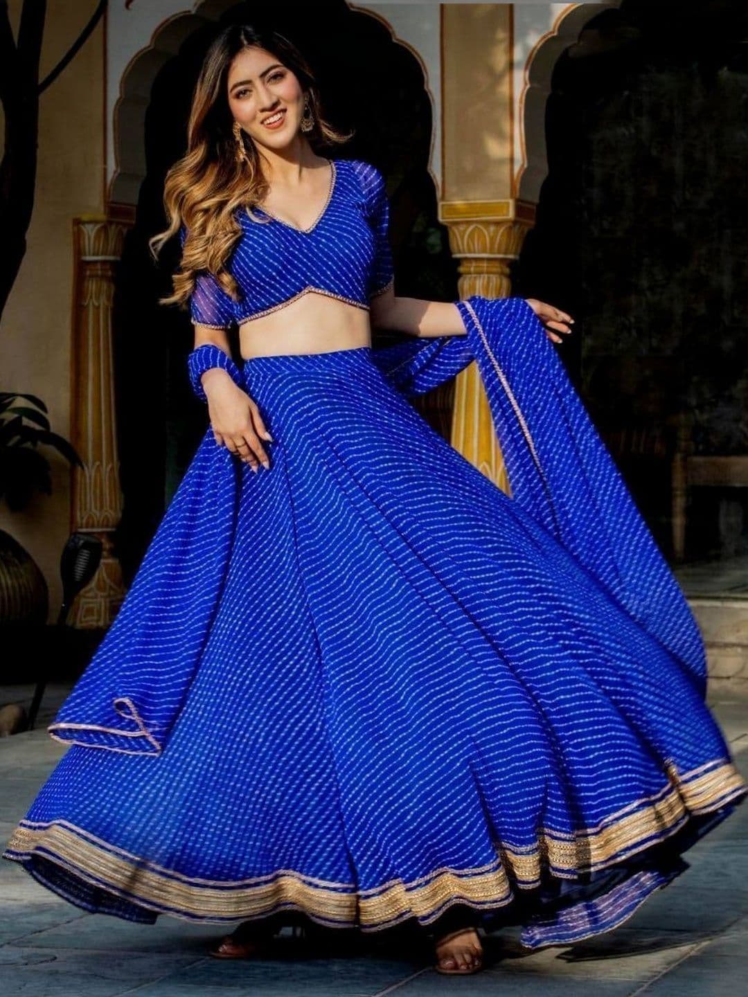 JIHU CULTURE Semi-Stitched Lehenga & Blouse With Dupatta thumbnail 2