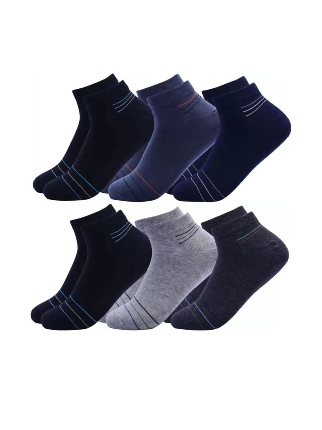 akeet trend Unisex Pack of 6 Cotton Assorted Striped Ankle Length Socks - view 1