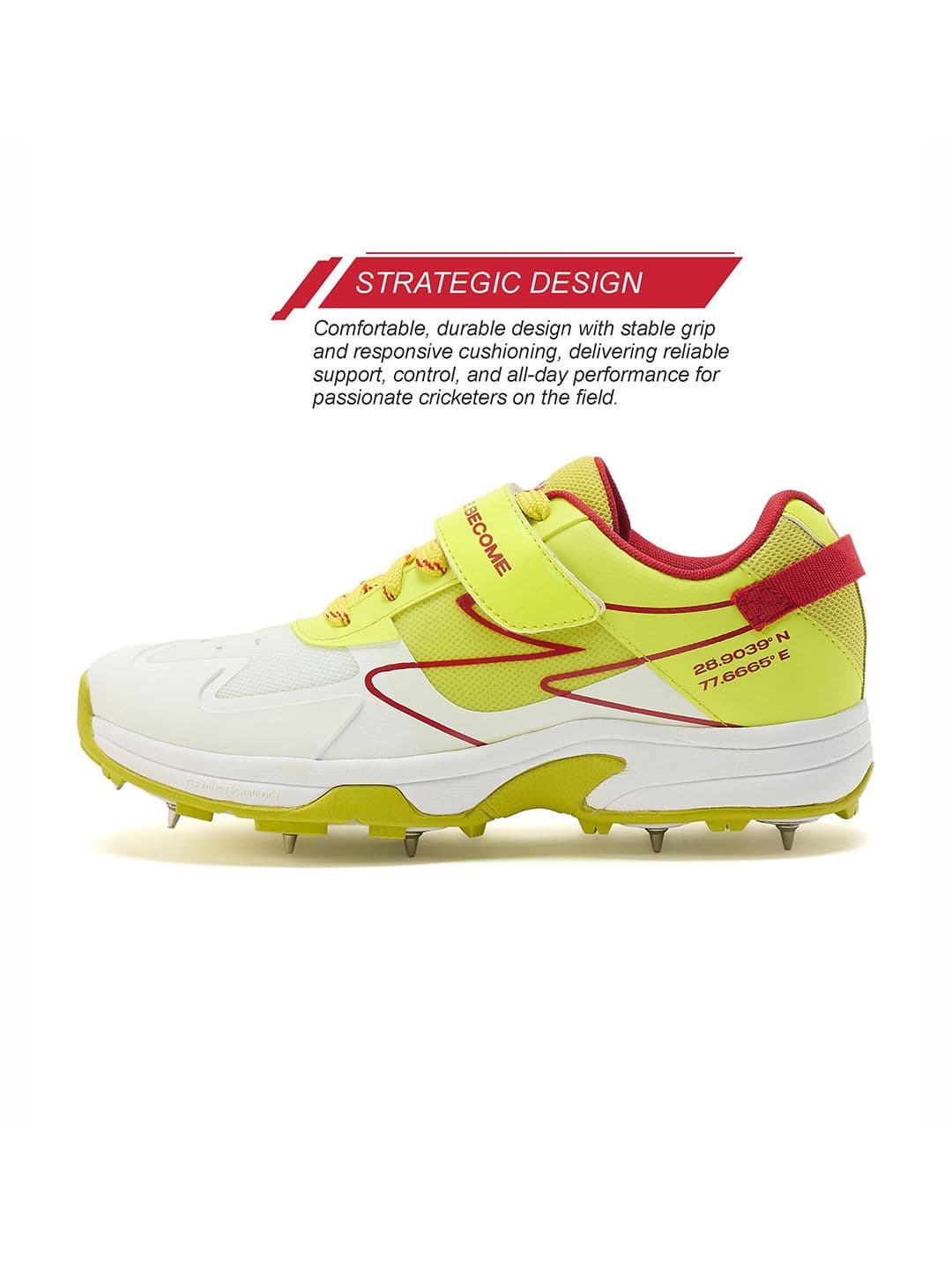 SG Sierra ARC Spike Shoes White-Yellow-Red - Premium Grip EVA Comfort Mesh Upper thumbnail 7