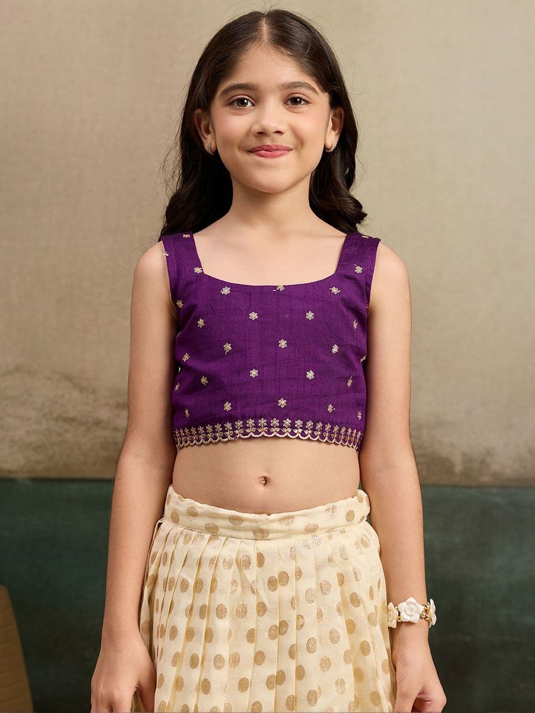 KALINI Girls Embellished Ready to Wear Lehenga & thumbnail 6