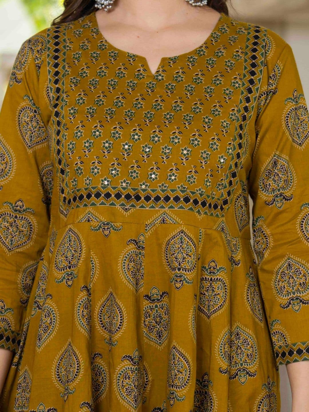 KALINI Women Ethnic Motifs Printed Empire Mirror Work Pure Cotton Kurta with Trousers & With Dupatta thumbnail 5