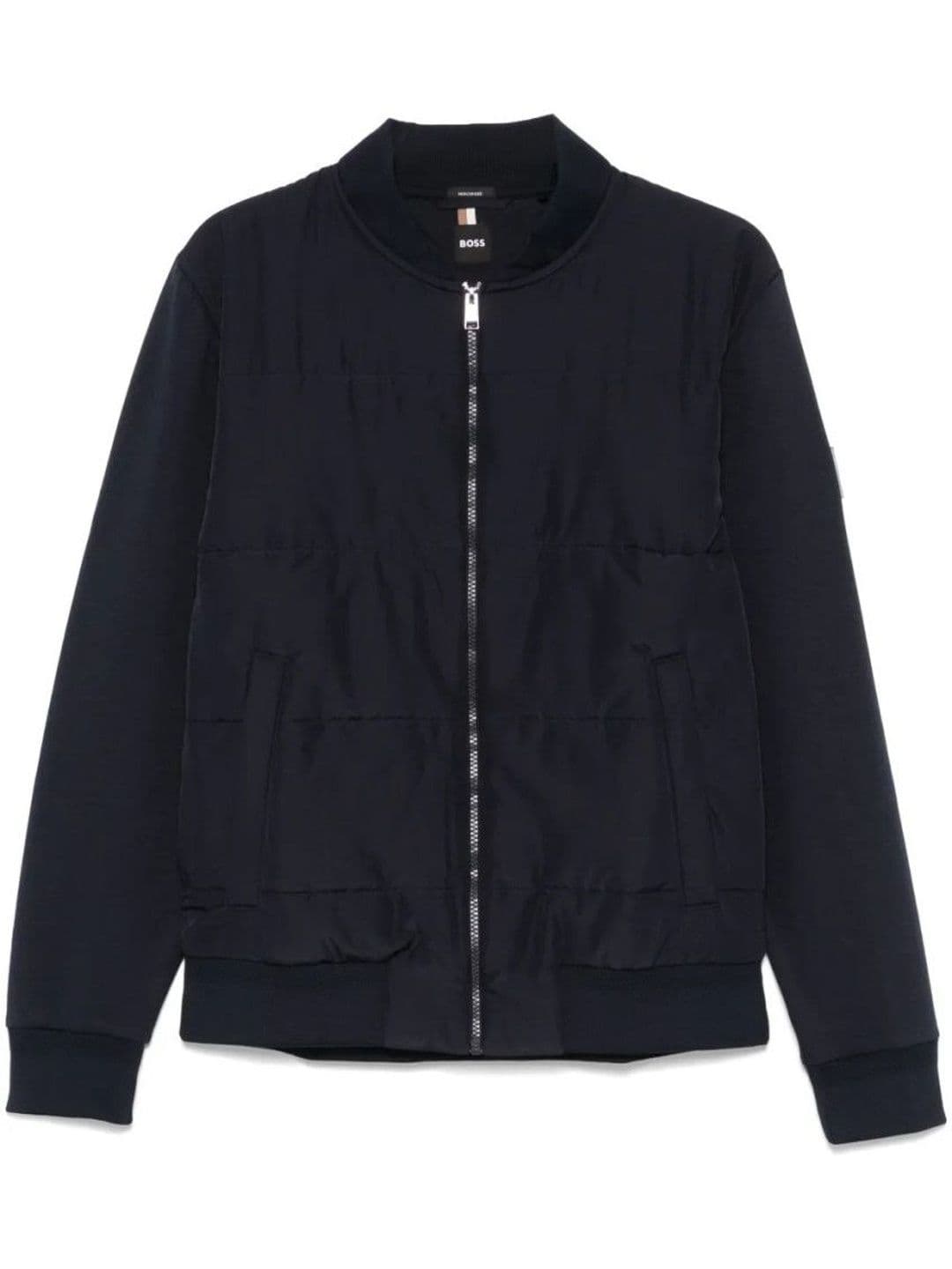 BOSS Blue Logo Patch Bomber Jacket - view 1