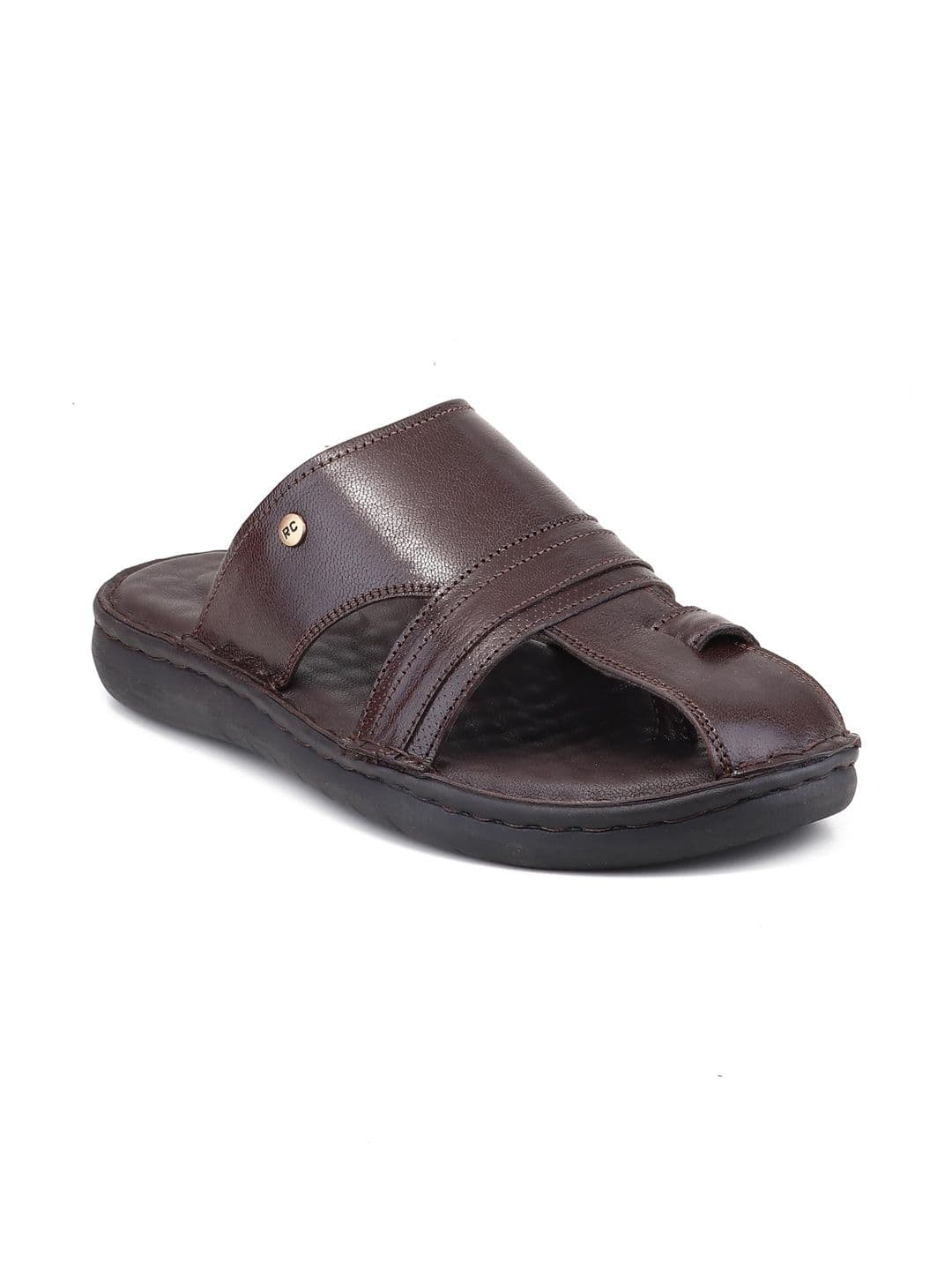 Red Chief Men Leather Cushioned Slippers thumbnail 2