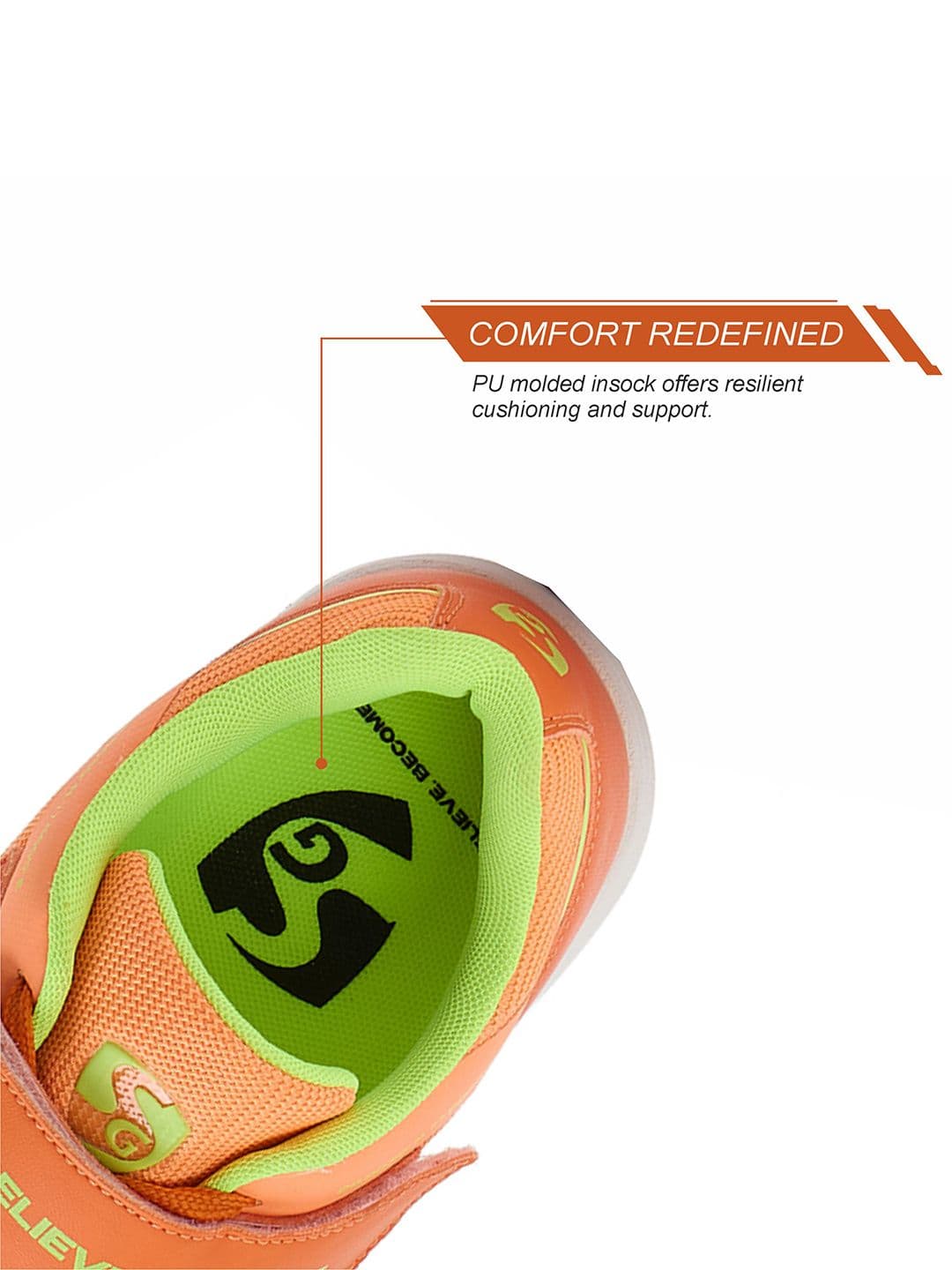 SG Vortex Spikes Bright Orange - Elite Cricket Shoes with Max Traction & Comfort thumbnail 4