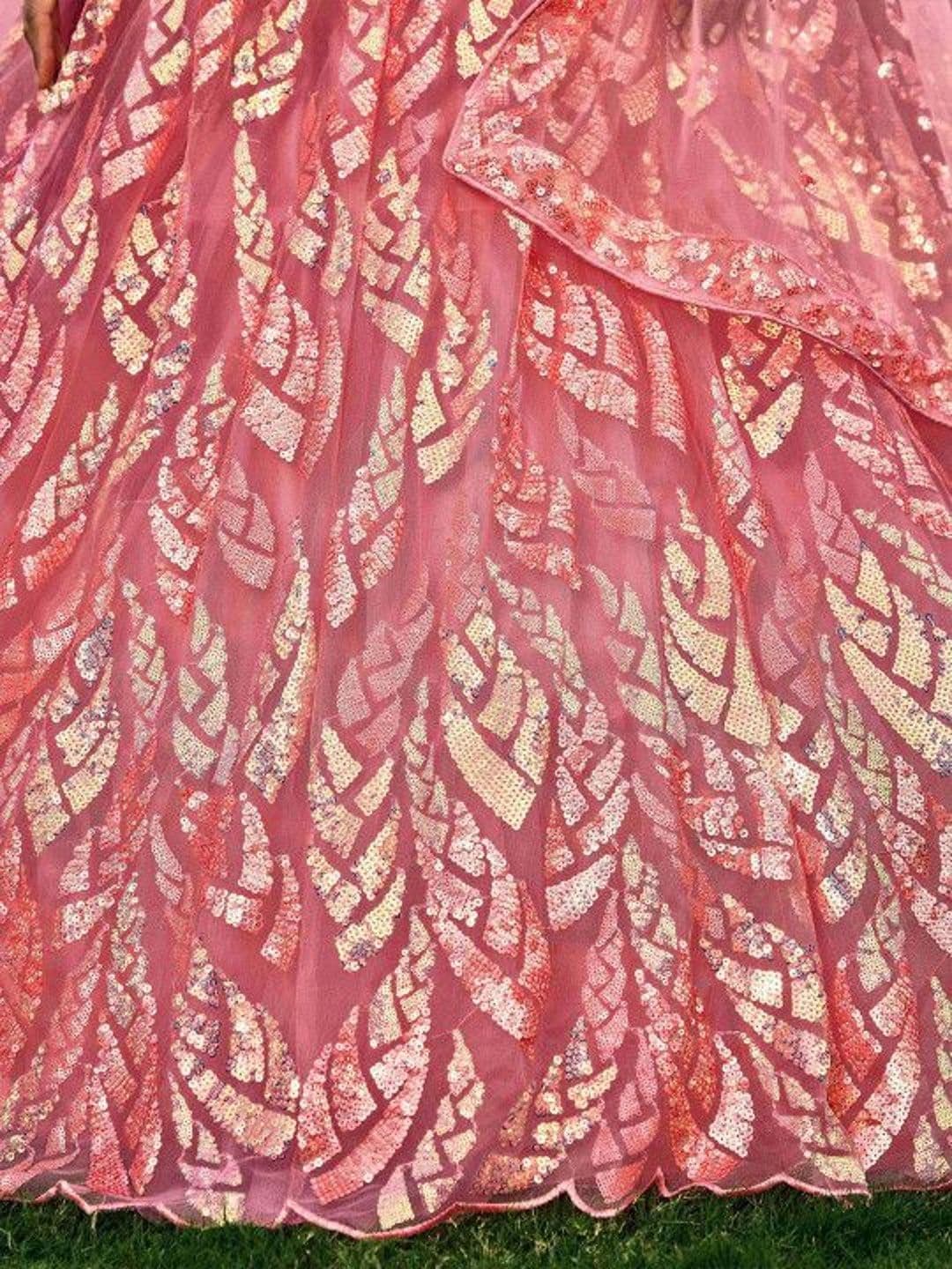 Fusionic Embellished Sequinned Semi-Stitched Lehenga & Blouse With Dupatta thumbnail 5