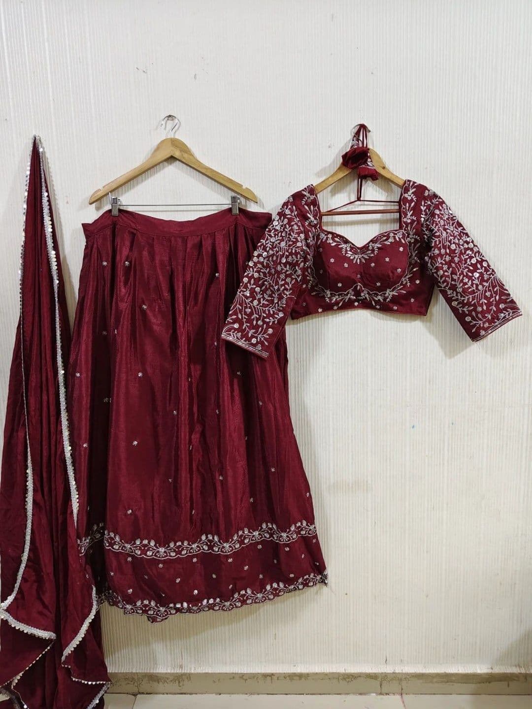 PEDR TRENDS Embroidered Thread Work Semi-Stitched Lehenga & Blouse With Dupatta thumbnail 3