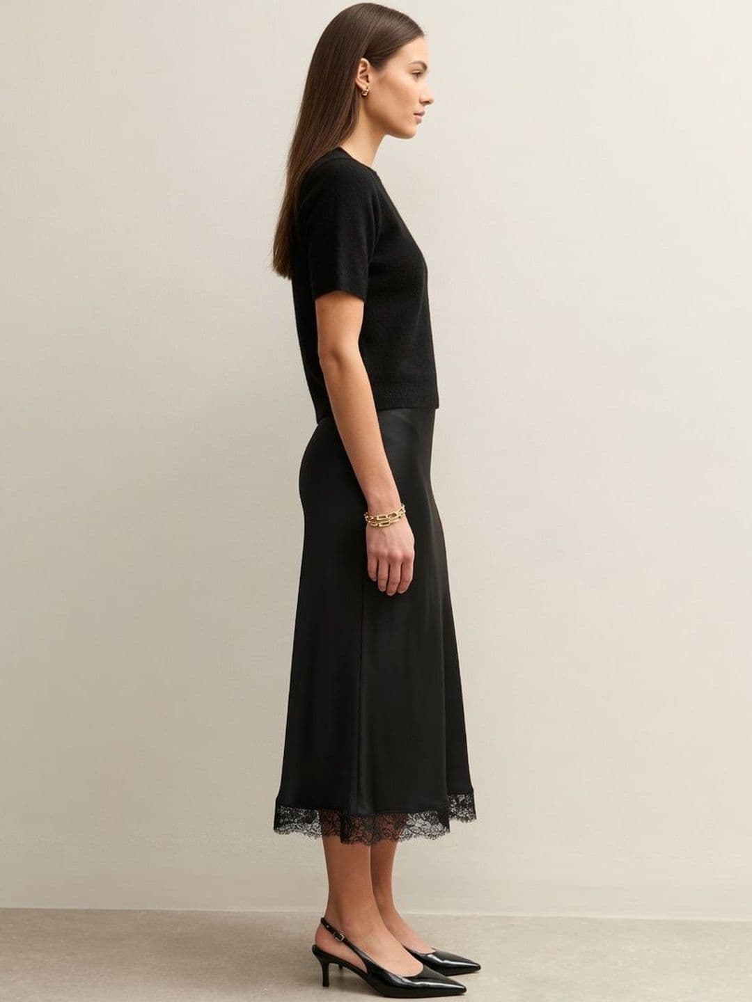 Suo Women Satin Midi A-Line Skirt thumbnail 7