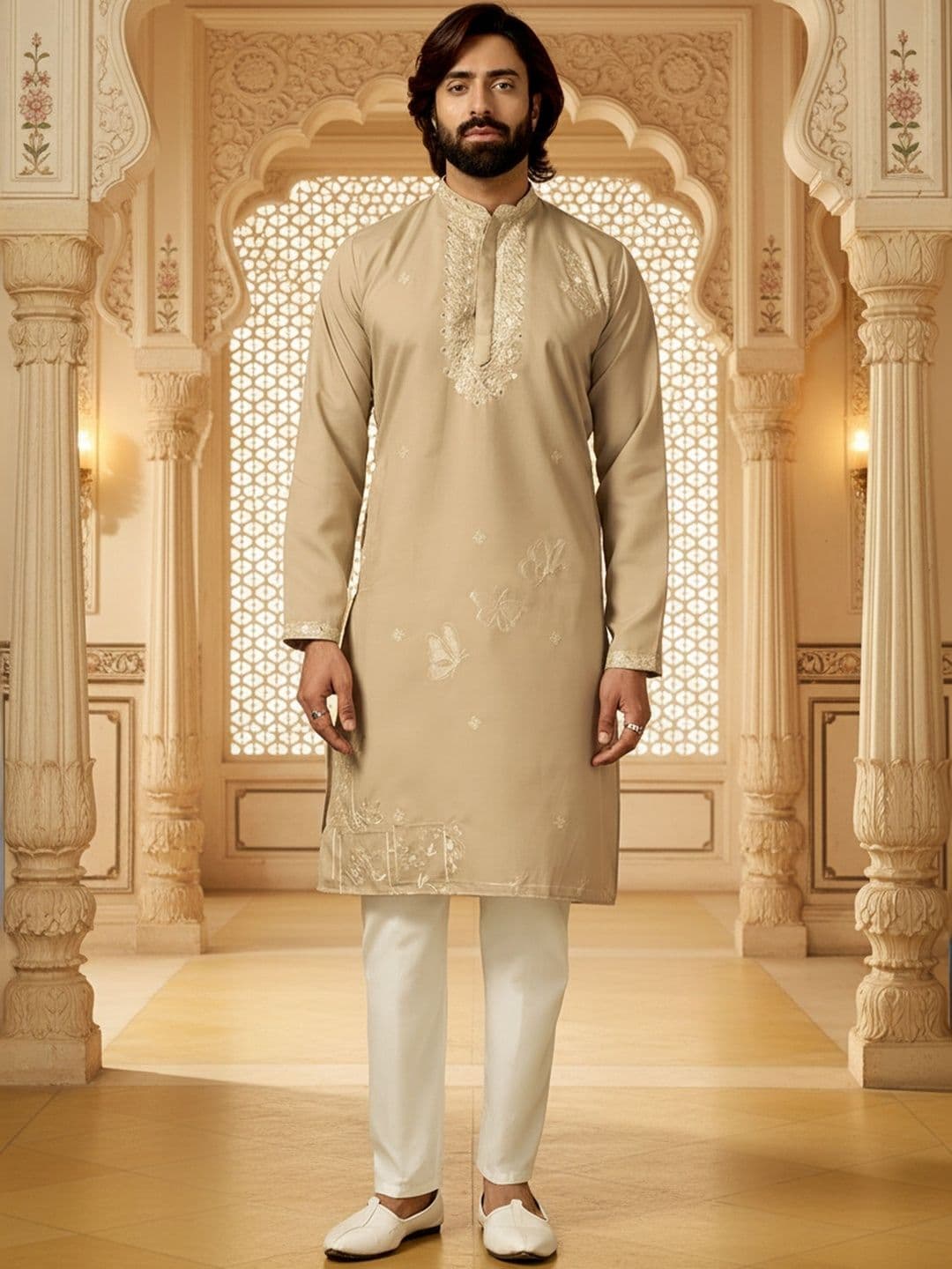 RANGRAAG Men Embroidered Thread Work Kurta thumbnail 2